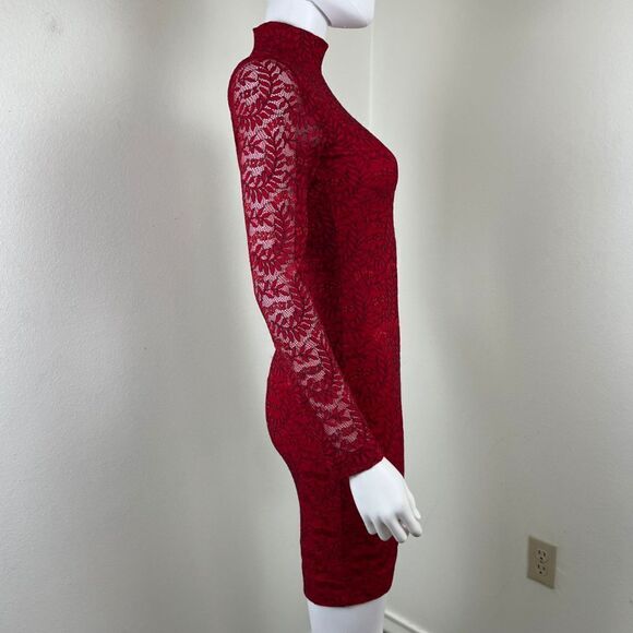 Dress the Population Women Size XS Red Penelope Lace Floral Bodycon Mini Dress - Picture 12 of 15